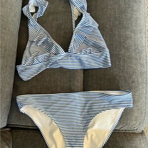 Aerie Striped Blue and White Bikini Set - XL top & L bottoms